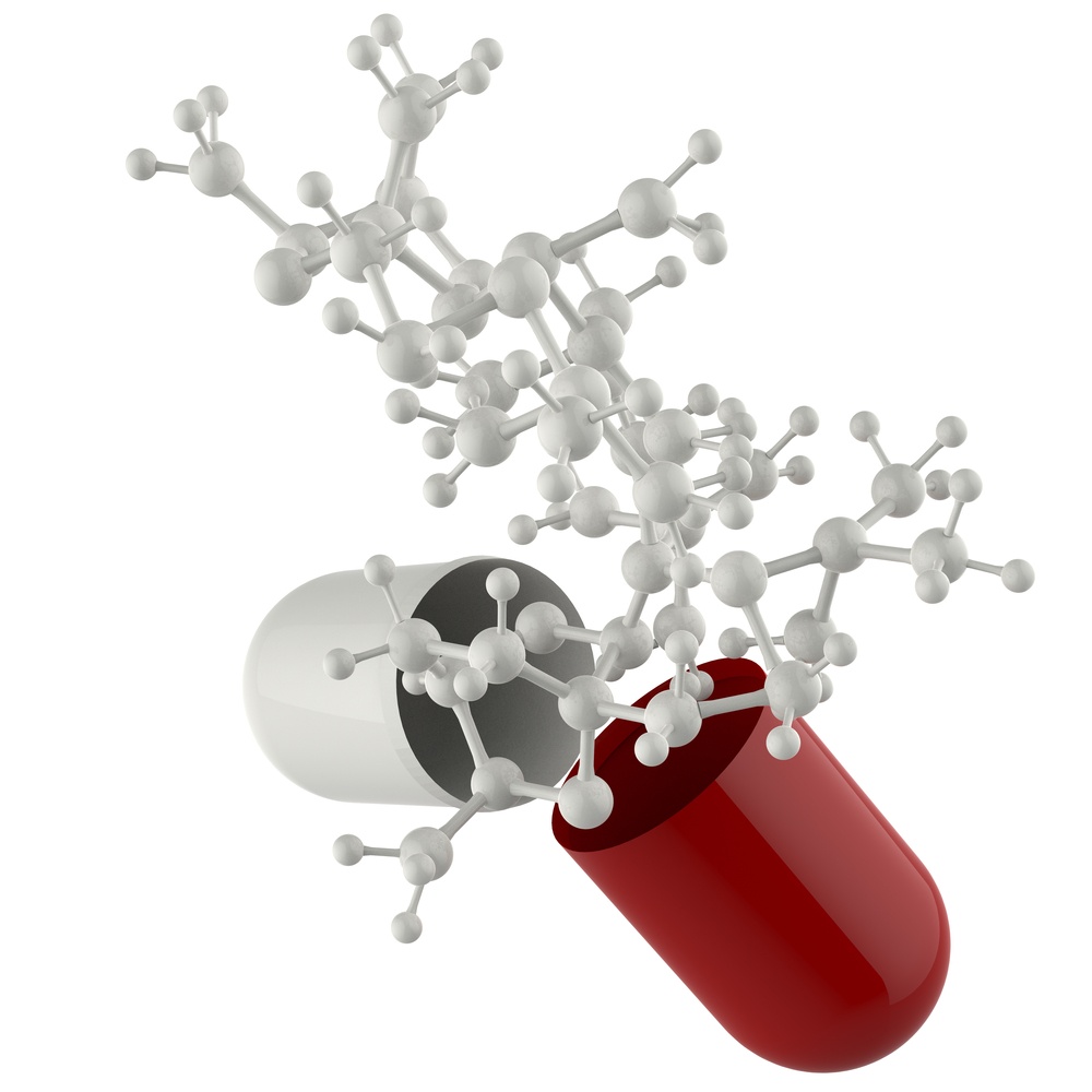 capsule shows 3d molecule as medical concept